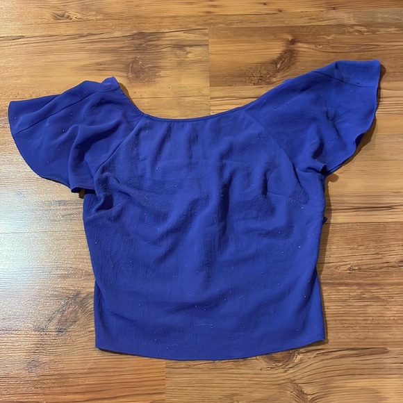Bebe Flowy Blue Top XS Crop - Picture 1 of 4